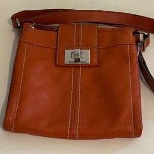 Tignanello Orange Leather Crossbody Bag